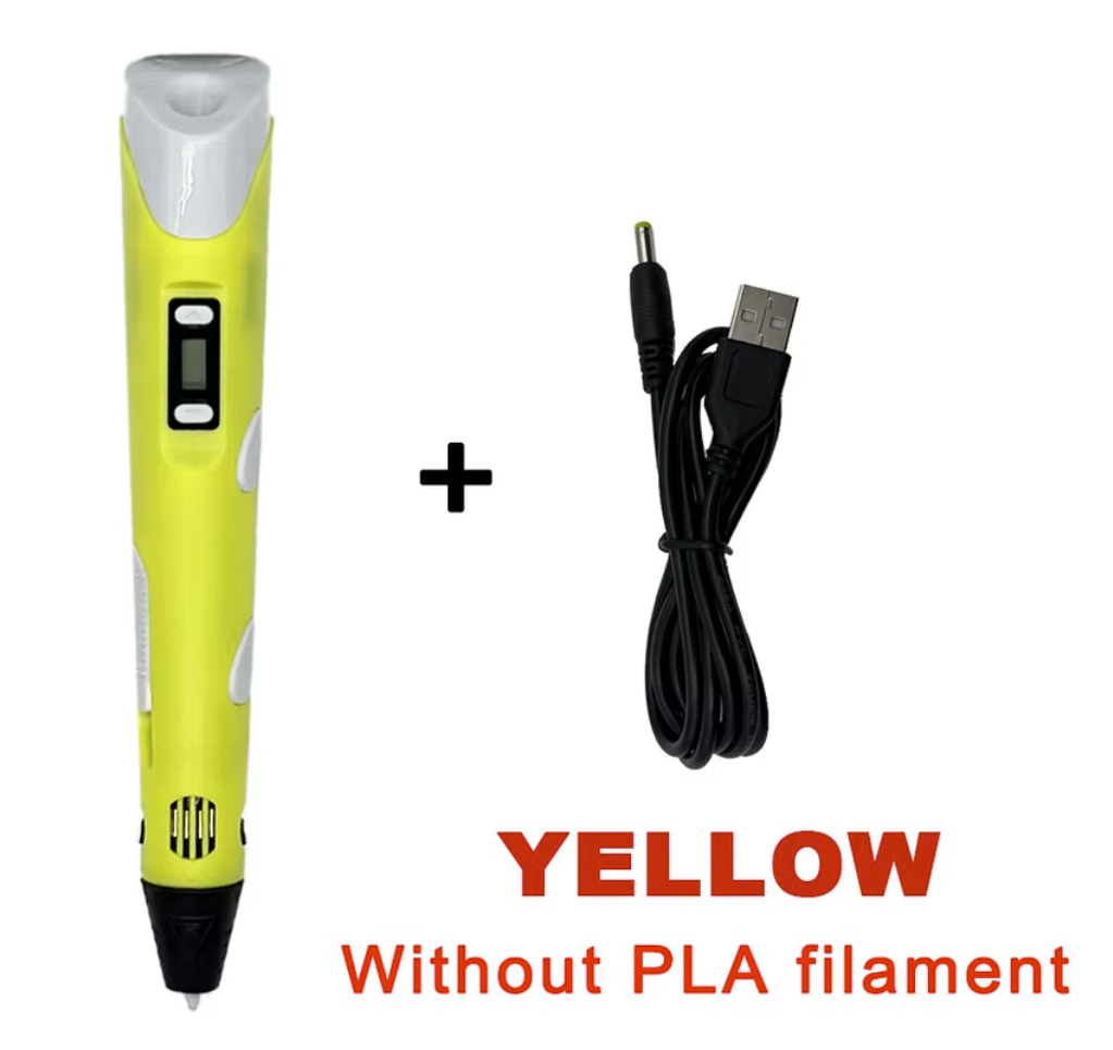 ✨ Pluma 3D con Pantalla LCD (Amarillo)